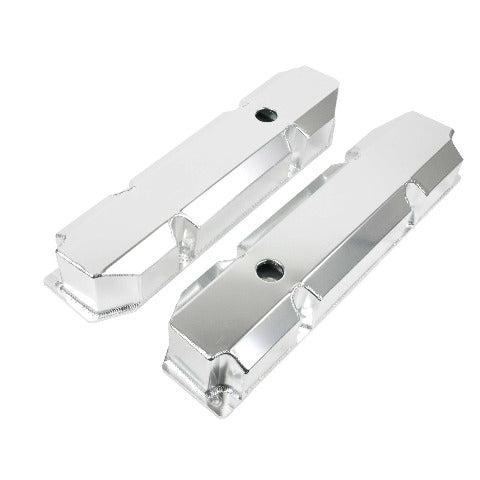 Top Street Performance JM8097-8CA Aluminum Tall Fabricated Valve Cover Short Bolt, w/ Breather Hole, Clear Anodize