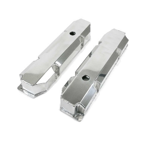 Top Street Performance JM8097-8P Aluminum Tall Fabricated Valve Cover Short Bolt, w/ Breather Hole, Polished