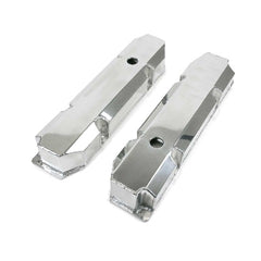 Top Street Performance JM8097-8P Aluminum Tall Fabricated Valve Cover Short Bolt, w/ Breather Hole, Polished