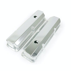 Top Street Performance JM8098-8CA Aluminum Tall Fabricated Valve Cover Short Bolt, w/ Breather Hole, Clear Anodize
