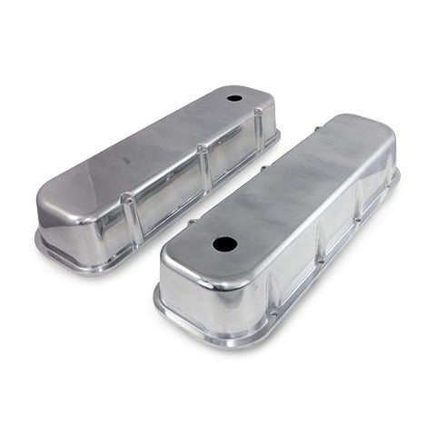 Top Street Performance JM8112-8P Aluminum Tall Die Cast Valve Cover Short Bolt, w/ Breather Hole, Smooth, Polish