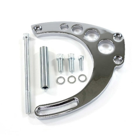 Top Street Performance JM9133C Chevy BB LWP, Mid Mount, Aluminum Alternator Bracket Kit, Chrome