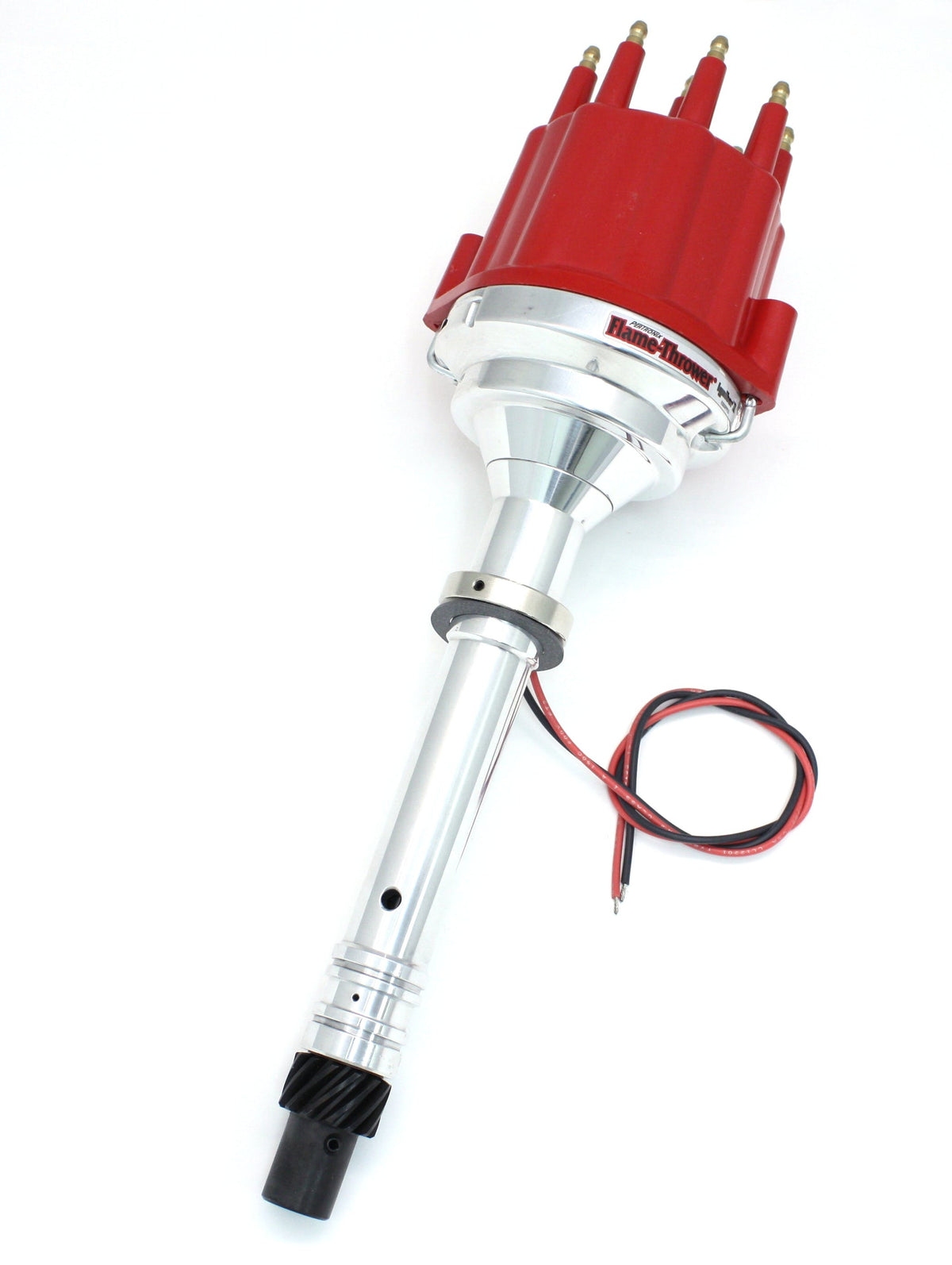 PerTronix D105811 Elec Dist Billet Chevy SB/BB Slip Collar w/Ignitor II Non Vac Adv. Red Male Cap