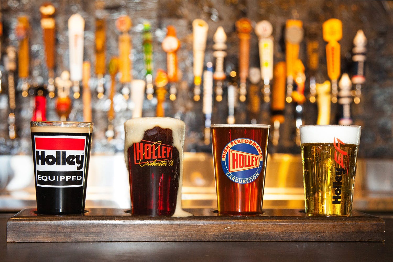 Holley 36-430 16oz Pub Glasses Assortment w/Holley Pennant Logo 4PK