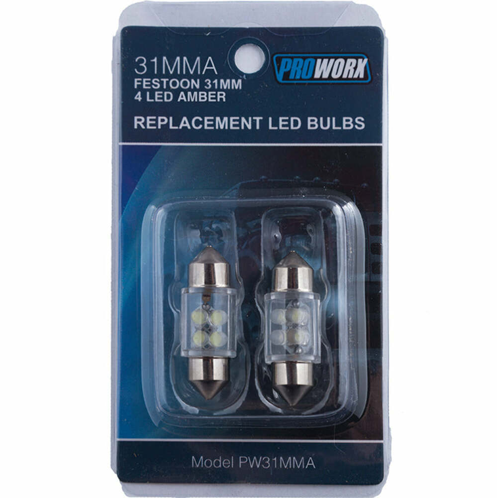 PROWORX Festoon 31MM  4LED  AMBER Pair PW31MMA