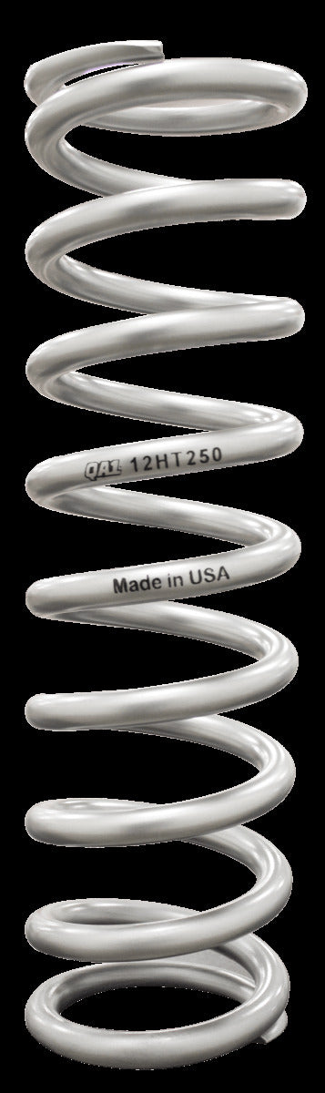 QA1 12HT600 Spring, Cr-Si High Travel 2-1/2 inch ID 12 inch X 600 Lbs/In. Silver Pwdr Coat