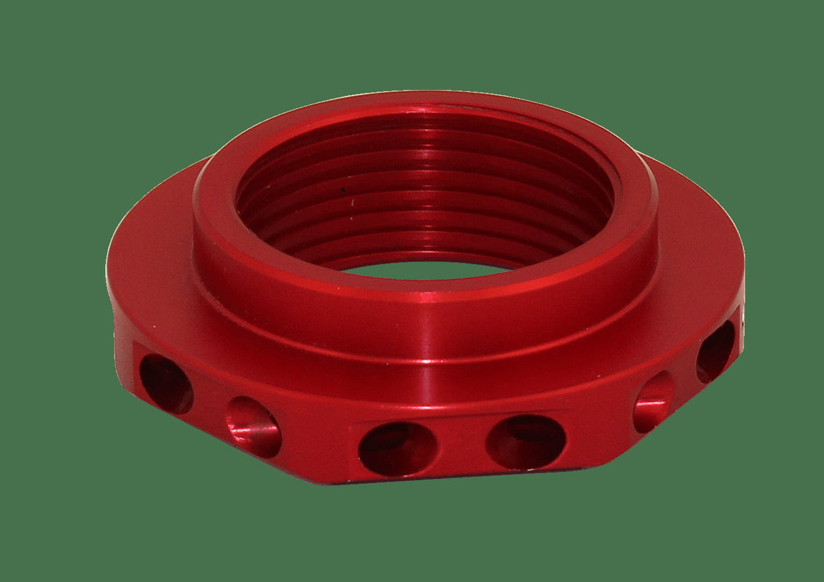 QA1 9019-171 Nut, MOD Spring Seat W/ Set Screw, 2.5 inch, 2.08 inch X 8TPI, Red Anodized