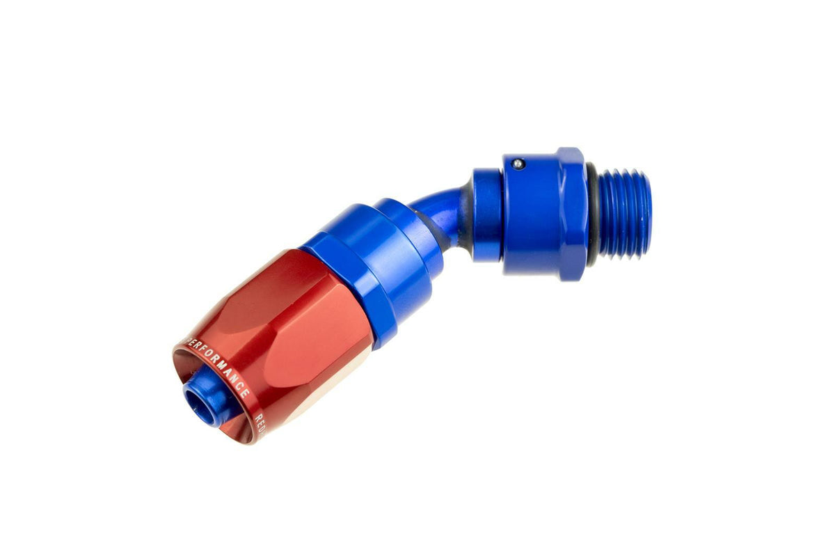 Redhorse Performance 1345-06-06-1 -06 Hose End With -06 ORB End (45deg) TUBE - Red and Blue