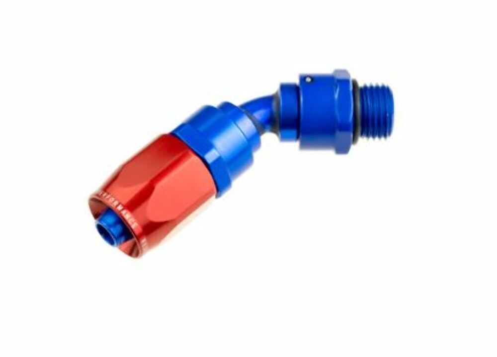 Redhorse Performance 1345-12-12-1 -12 AN 45 degree hose end with -12 ORB Male end- red/blue