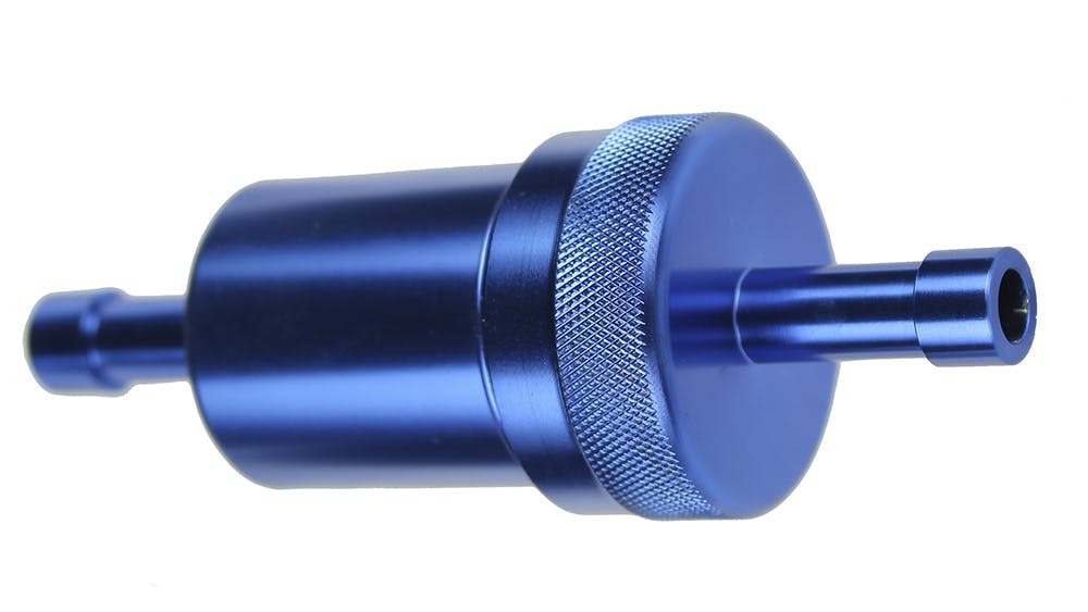 Redhorse Performance 4060-05-1 -05 (5/16in) OD inlet  and  outlet clamp style fuel filter - blue (old # 960)