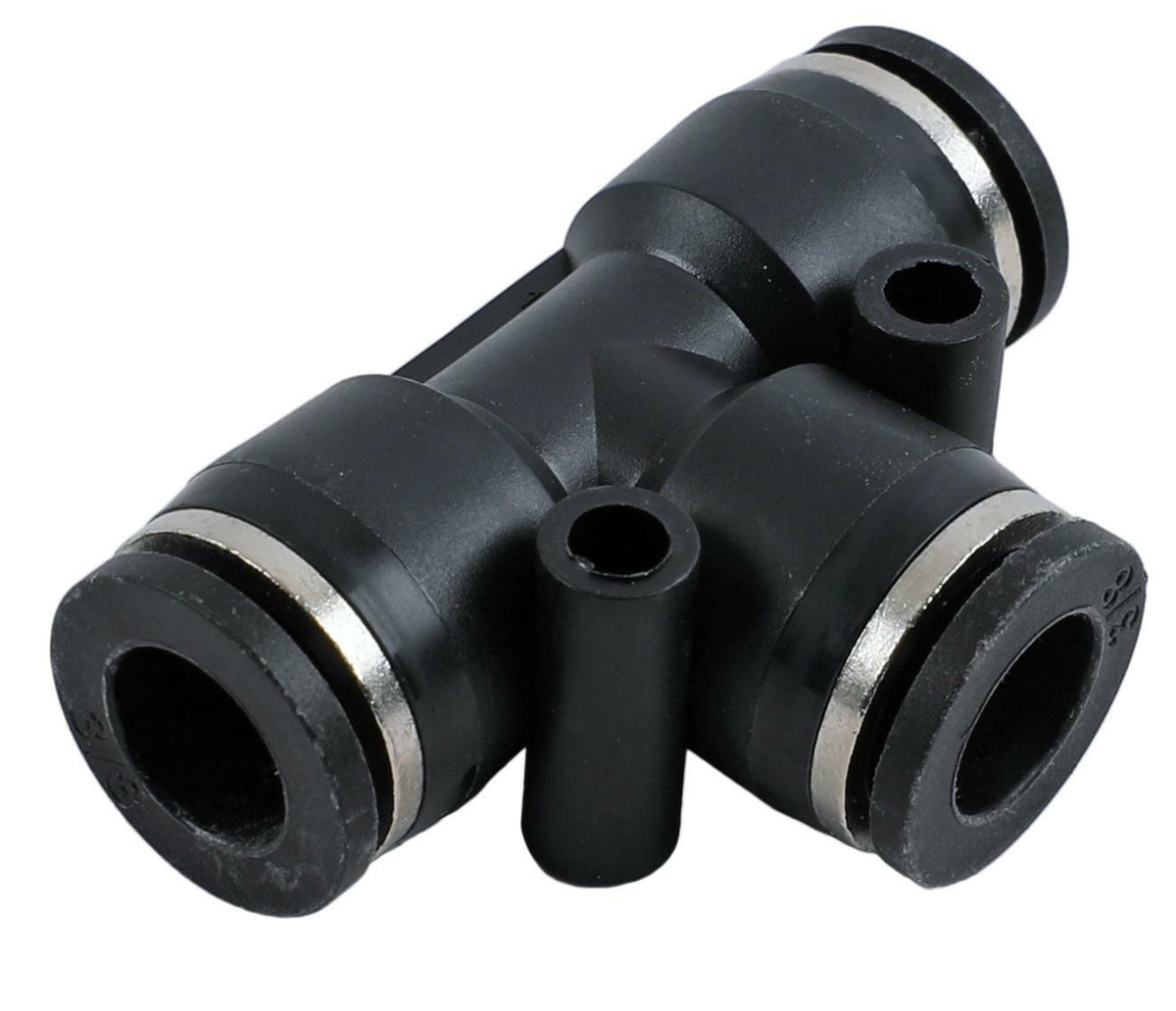 Redhorse Performance 4725-06-06-2 3/8in Vacuum Fitting Tee (3/8in to 3/8in), Push To Connect - black