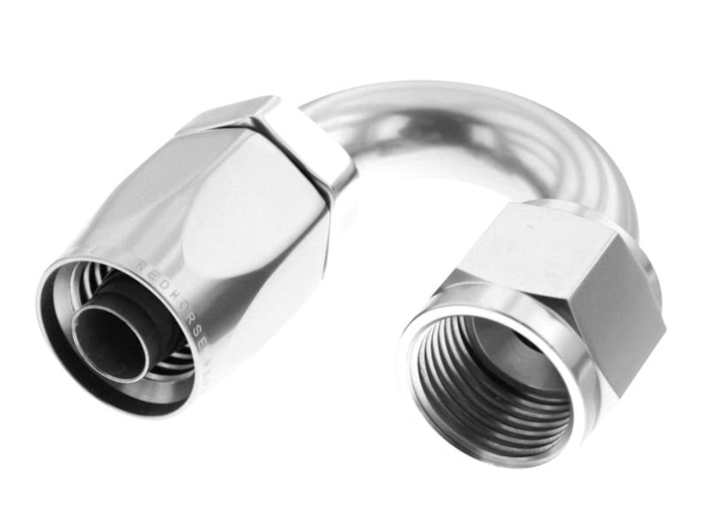 Redhorse Performance 6180-16-5 -16 180 deg Female Aluminum Hose End - non-swivel - clear
