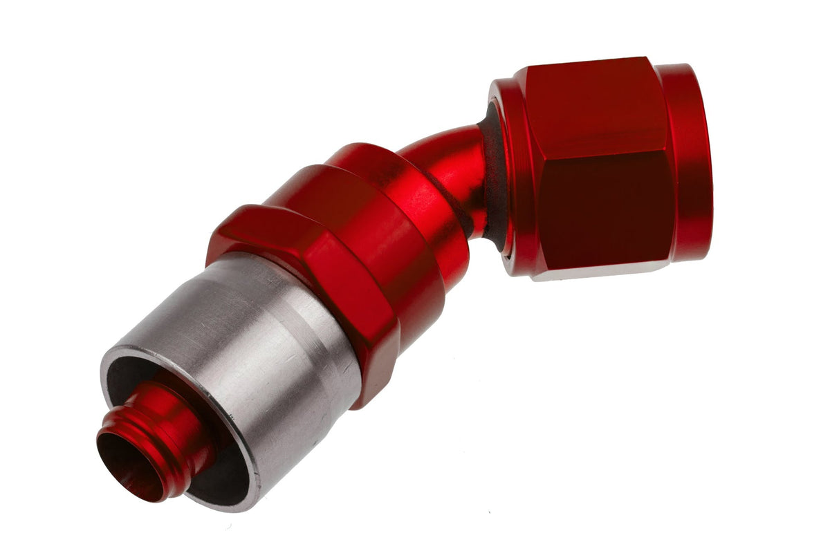 Redhorse Performance 7045-16-3 -16 AN 45 Degree Crimp Style Hose End - Red