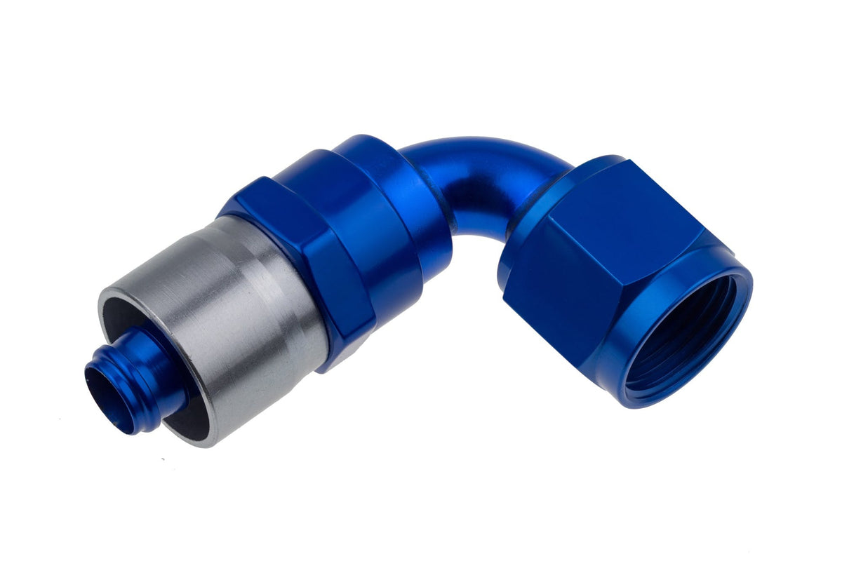 Redhorse Performance 7090-12-1 -12 AN 90 Degree Crimp Style Hose End - Blue
