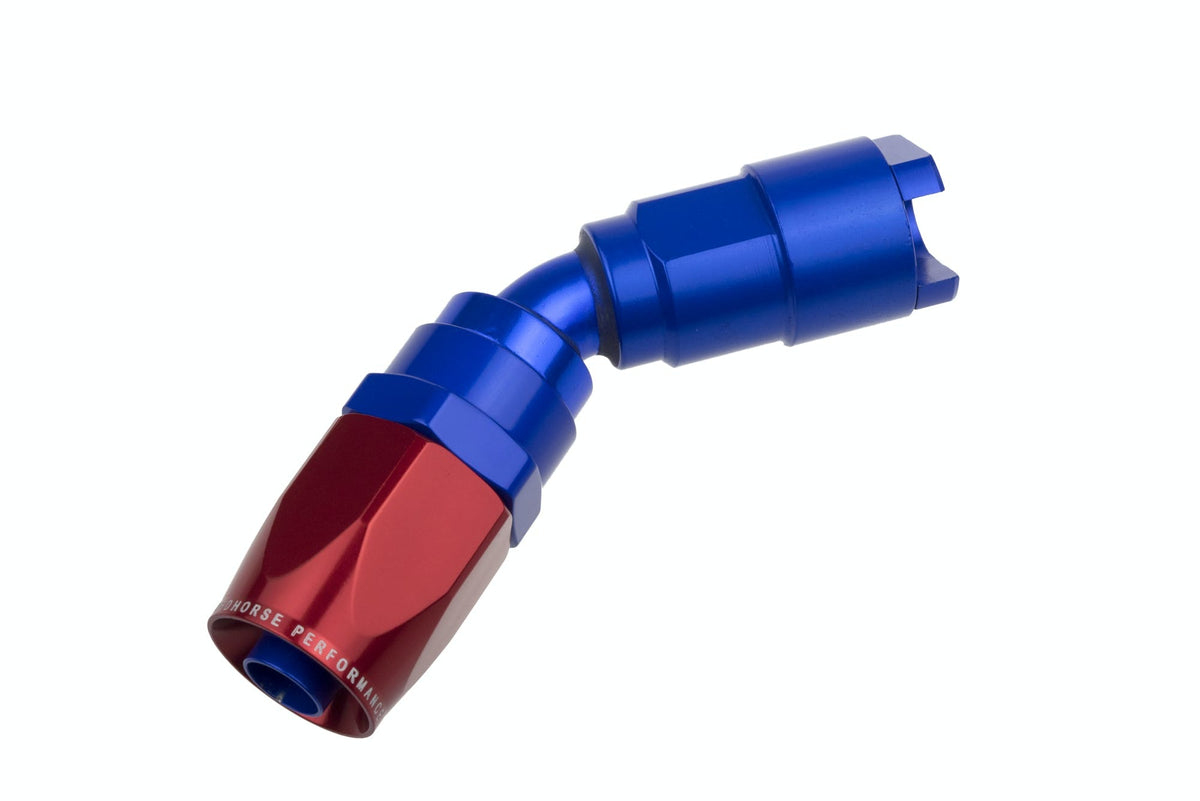 Redhorse Performance 8045-08-06-1 -08 to 3/8in SAE quick disconnect Female 45deg - Red/blue.