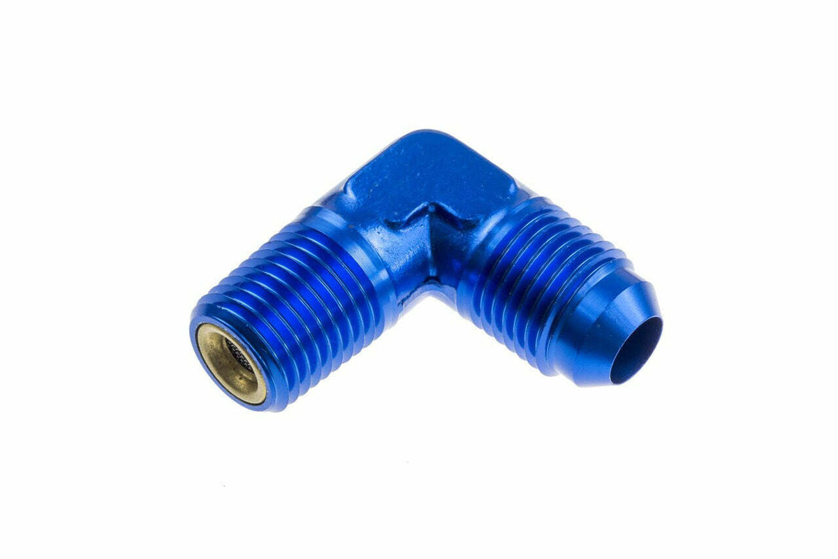 Redhorse Performance 922-06-04-1 -06 AN Male to 1/4 NPT with nitrous screen, 90 deg - blue