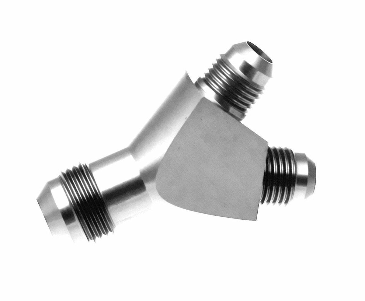 Redhorse Performance 930-12-08-5 Y Block, -12 AN Male inlet to dual -08 AN Male outlets - clear