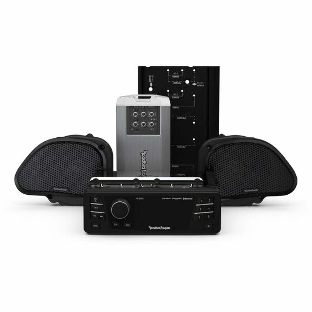 Rockford Fosgate Source unit two speakers & amplifier kit for select 1998-2013 Road Glide motorcycles HD9813RG-STAGE2