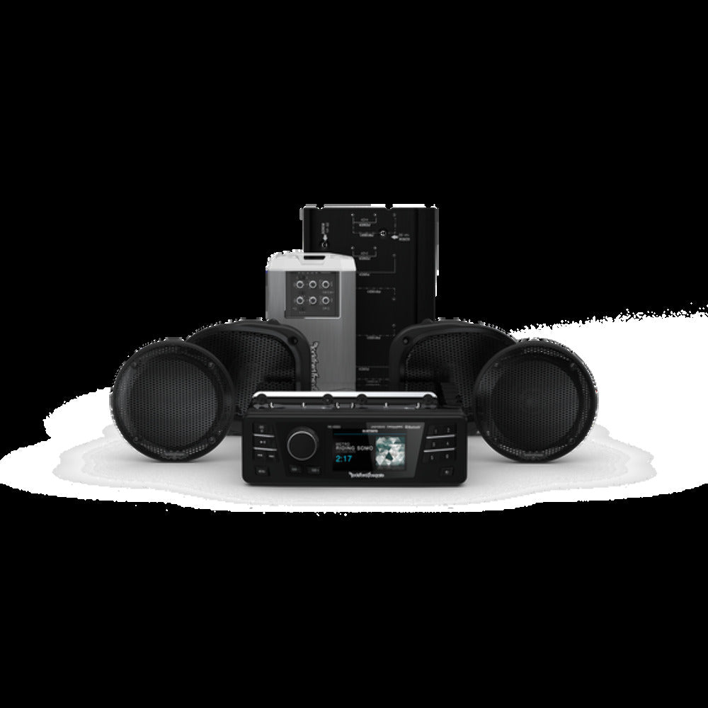 Rockford Fosgate Source unit four speakers & amplifier kit for select 1998-2013 Road Glide Ultra Glide HD9813RGU-STAGE2