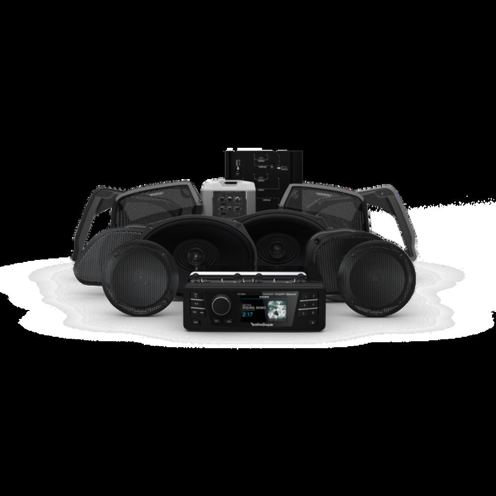 Rockford Fosgate Source unit, six speakers & amplifier kit for select 1998-2013 Road Glide Ultra Glide pn hd9813rgu-stage3
