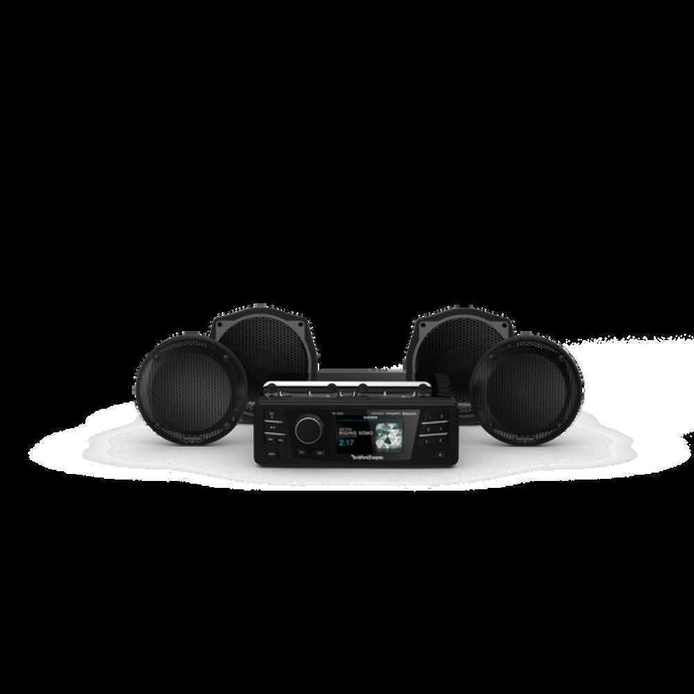 Rockford Fosgate Source unit & four speakers kit for select 1998-2013 Street Glide Ultra motorcycle HD9813SGU-STAGE1