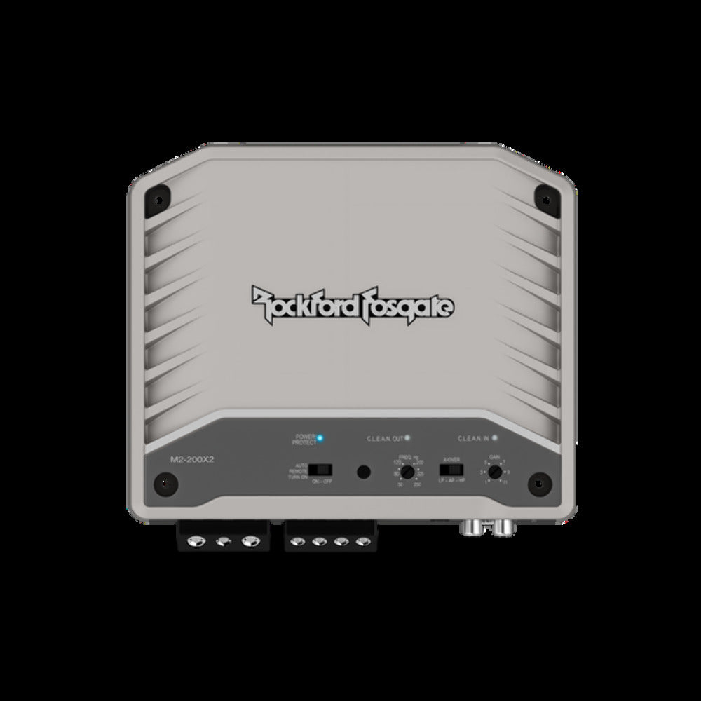 Rockford Fosgate 2 channel Element Ready amplifier 50x2 @ 4 100x2 @ 2 200x1@ 4 bridged M2-200X2