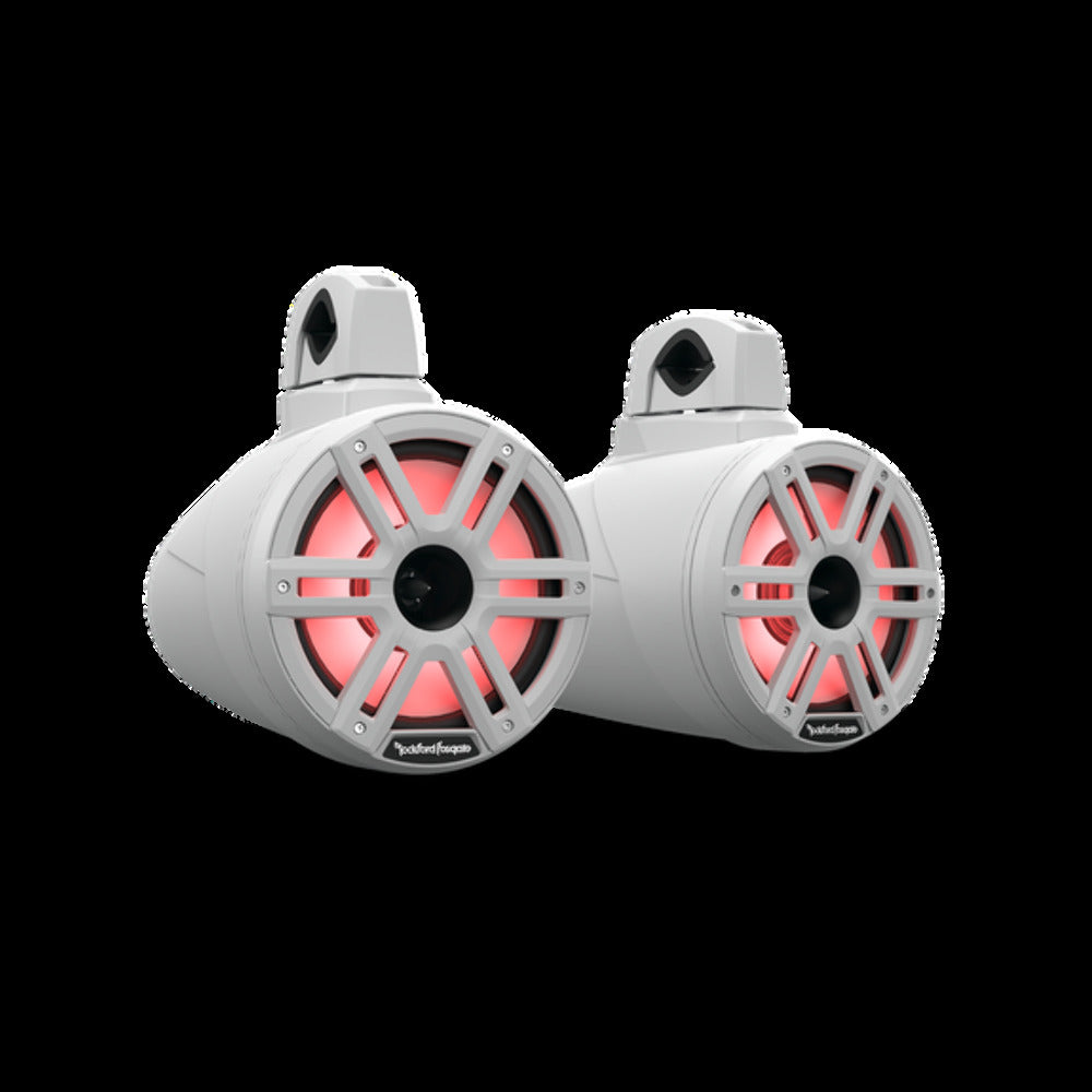 Rockford Fosgate 8" Color Optix horn wake tower speakers 300W RMS 1200W peak white & stainless M2WL-8H