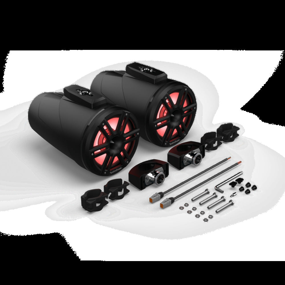 Rockford Fosgate 8? Color Optix horn wake tower speakers, 300W RMS, 1200W peak, black & stainless pn m2wl-8hb