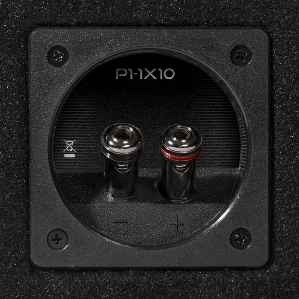 Rockford Fosgate 10" ported loaded enclosure, 250 watts RMS, 
4? final, H 13.1? x W 17? x D 15.8? pn p1-1x10