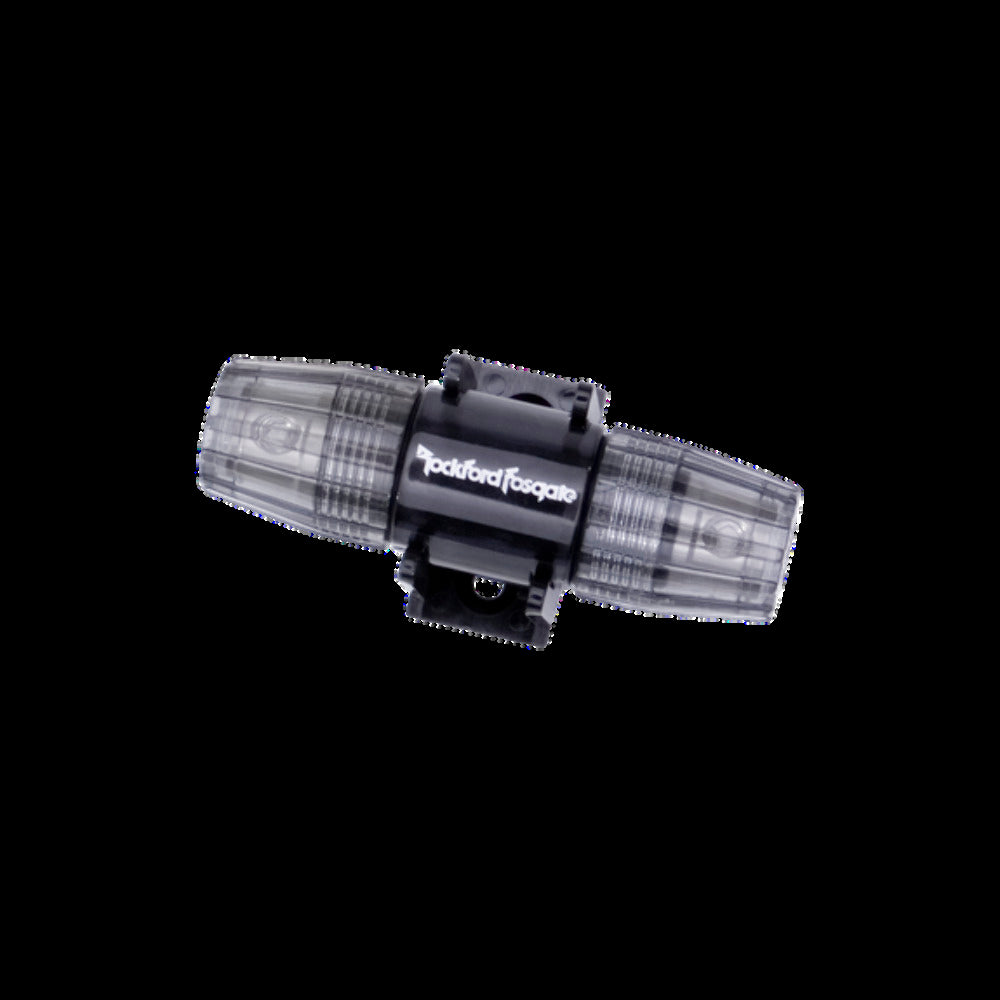 Rockford Fosgate Inline AGU fuse holder platinum finish, accepts 4 AWG or 8 AWG wire rffagu AGU