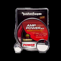 Rockford Fosgate Dual amp complete kit: 17ft 4AWG power wire 6ft 8AWG power wire 3ft 4AWG groun RFK4D