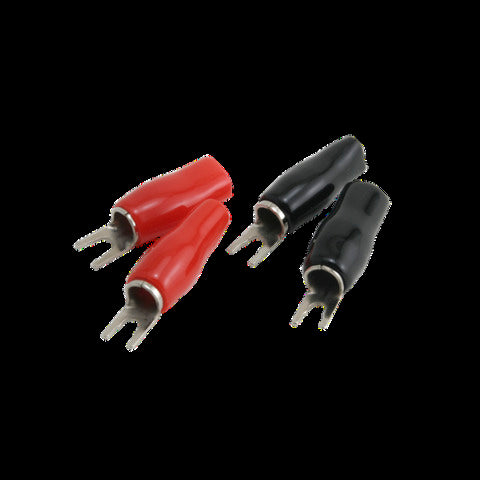 Rockford Fosgate 4 AWG seamed crimp style barrier spade (FORK) platinum finish 4 pack RFTB4
