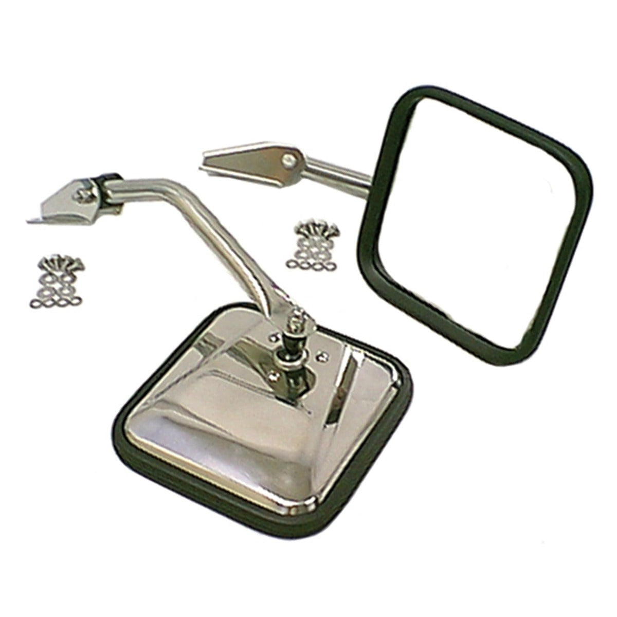 Rugged Ridge 11005.02 Side Mirrors with Convex Mirror; Stainless Steel; 55-86 Jeep CJ Models
