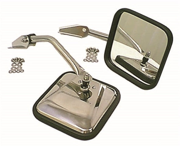 Rugged Ridge 11010.01 CJ-Style Side Mirror Kit, Chrome
