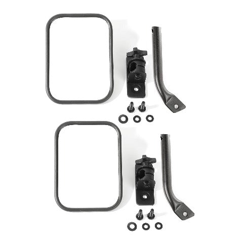 Rugged Ridge 11025.22 Stubby Trail Mirror; Rectangular Pair; Txt Blk; 97-17 Jeep Wrangler JK