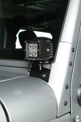 Rugged Ridge 11027.04 Windshield Auxiliary Light Brackets; Textured Black; 07-17 Wrangler JK