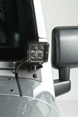 Rugged Ridge 11027.04 Windshield Auxiliary Light Brackets; Textured Black; 07-17 Wrangler JK