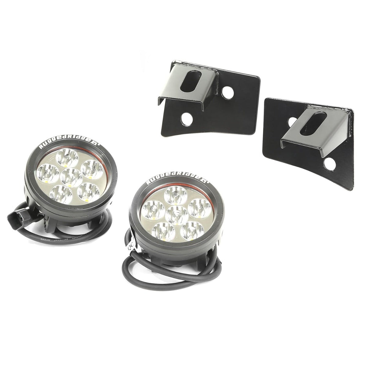 Rugged Ridge 11027.11 Windshield Bracket LED Kit, Black, Round