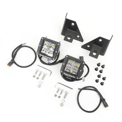 Rugged Ridge 11027.12 Windshield Bracket LED Kit, Black, Square