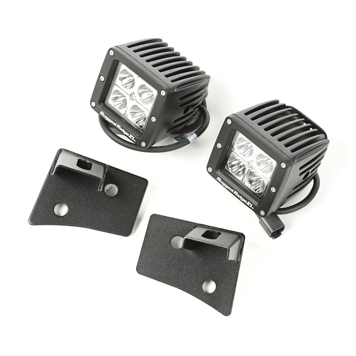Rugged Ridge 11027.16 Windshield Bracket LED Kit, Textured Black, Square