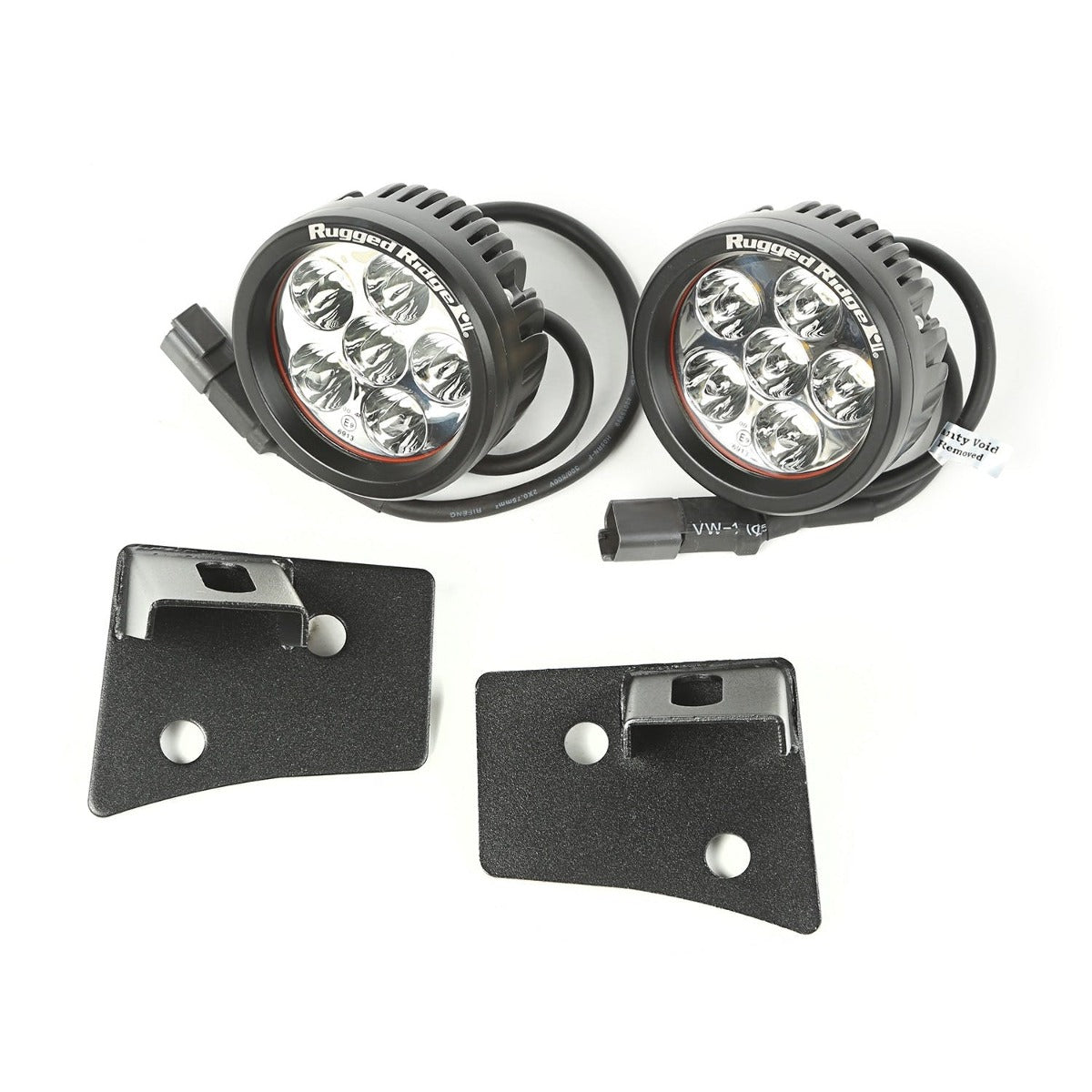 Rugged Ridge 11027.17 Windshield Bracket LED Kit; Textured Black; Round; 07-17 Wrangler JK