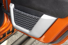 Rugged Ridge 11152.22 Door Net Trim; 2nd Row; Brushed Silver; 11-17 Jeep Wrangler JK
