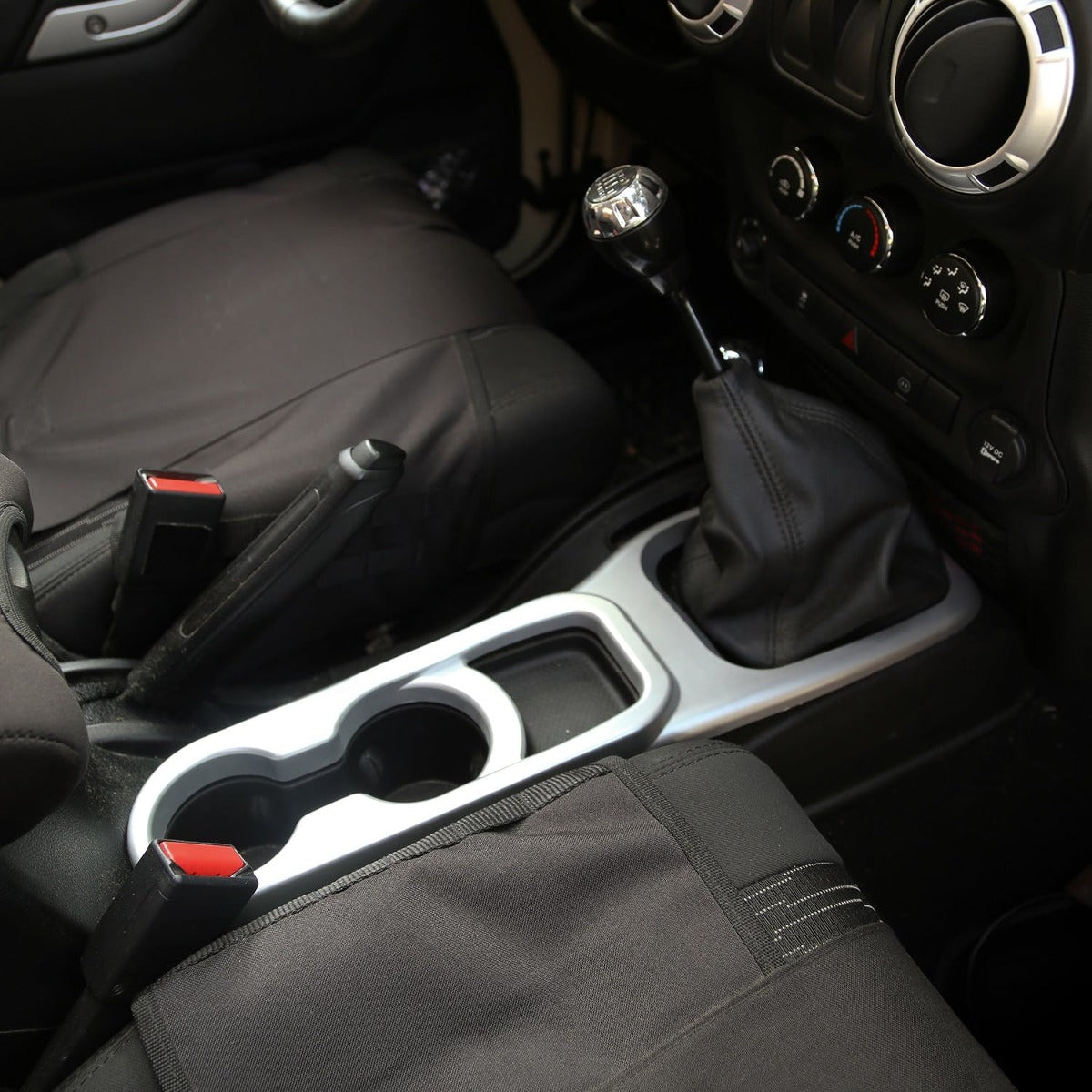 Rugged Ridge 11152.23 Center Cup Console; Brushed Silver; Manual; 11-17 Jeep Wrangler JK