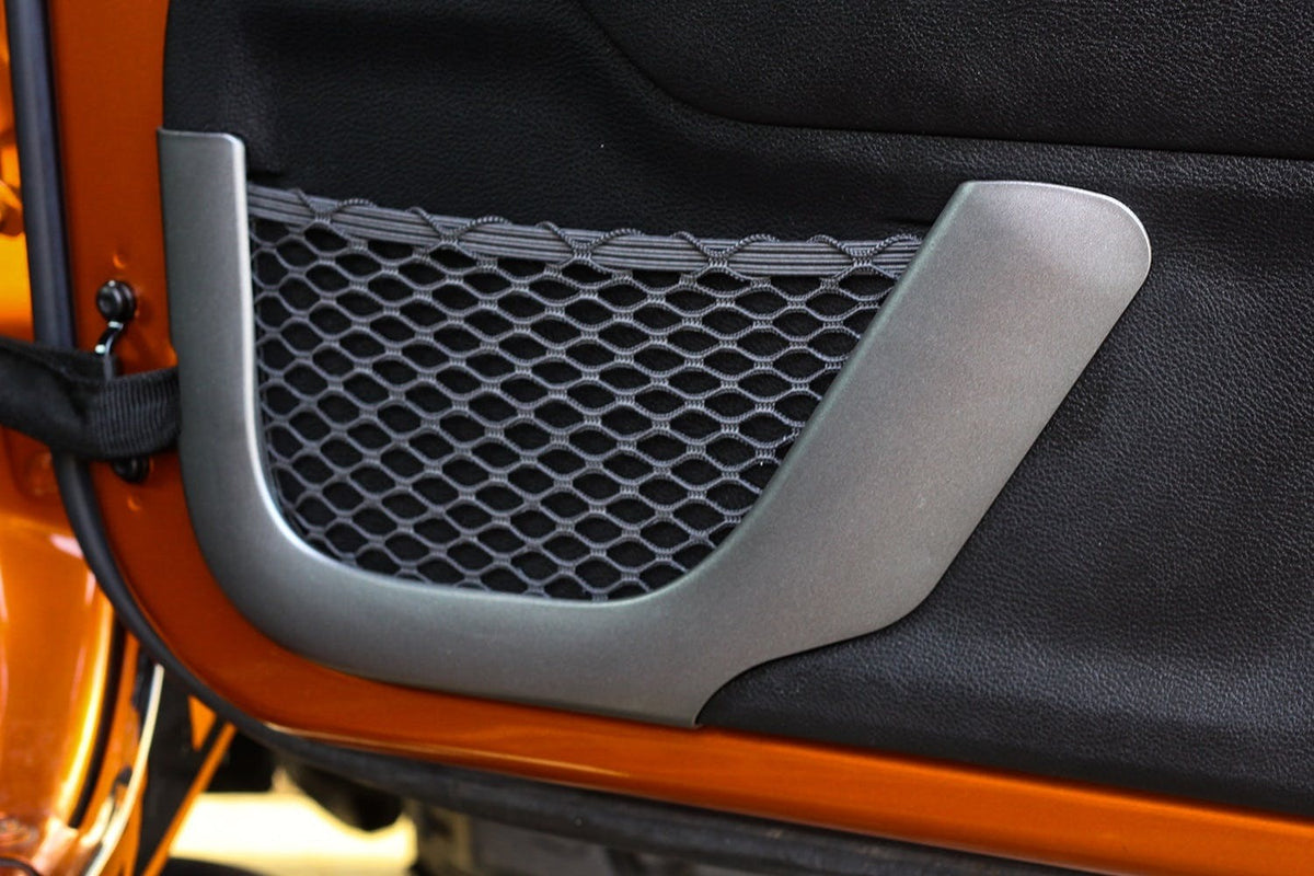 Rugged Ridge 11157.21 Front Charcoal Door Net Trim; 11-17 Jeep Wrangler JK