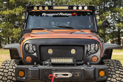 Rugged Ridge 11230.12 Elite Headlight Euro Guards; Txt.Blk; 07-17 Jeep Wrangler JK/JKU