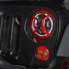 Rugged Ridge 11230.15 Elite Headlight Euro Guards; Red; 07-17Jeep Wrangler JK/JKU