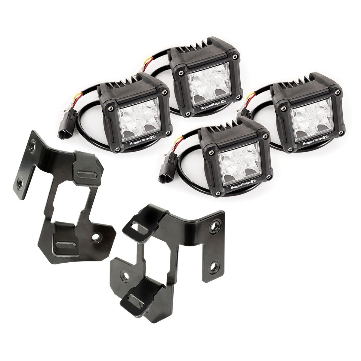 Rugged Ridge 11232.18 A-Pillar Light Mount Kit, Black, Dual Cube