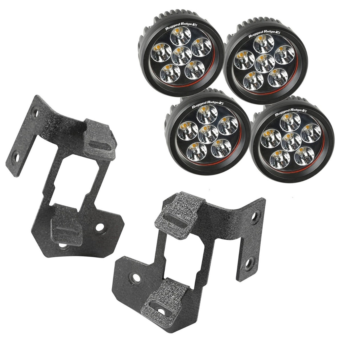 Rugged Ridge 11232.34 A-Pillar Light Mount Kit, Textured Black, Round LED