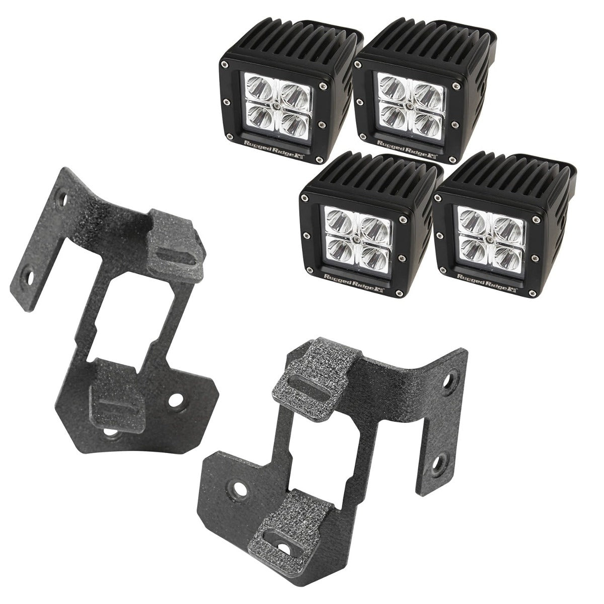 Rugged Ridge 11232.35 A-Pillar Light Mount Kit, Textured Black, Square LED