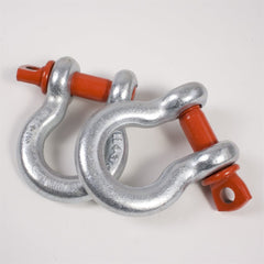Rugged Ridge 11235.01 D-Ring Shackles; 3/4-Inch; Silver with Red pin; Steel; Pair